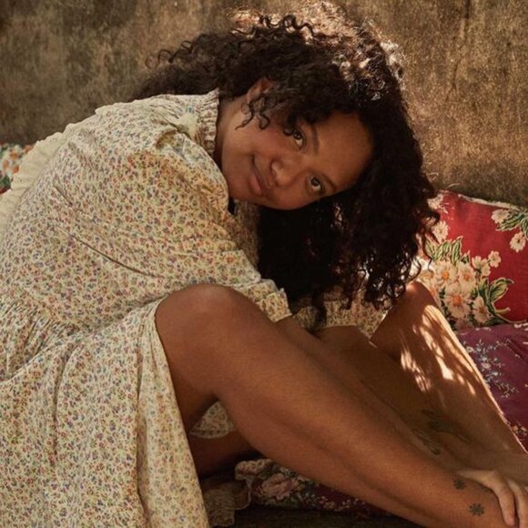 DOEN Darby Midi Dress Buttondown Floral Printed Eyelet Embroidered S New 269969 - Picture 5 of 12